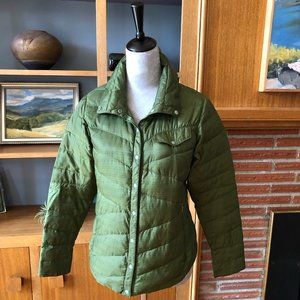 NAU Down jacket, goose down fill , Size XS, Forest green, Snap closures